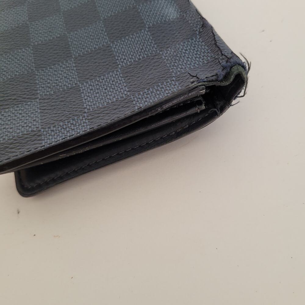 Vintage Louis Vuitton Damier Brazza Wallet Colalt Blue Black Bi-Fold Large Check - Picture 14 of 15